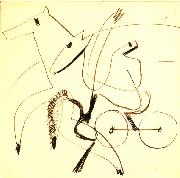Ernst Ludwig Kirchner Harnessed team - Pen in ink Spain oil painting artist